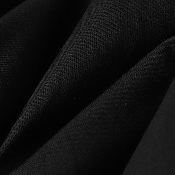 Sukienka midi z bawełny Buddha Stones w jednolitym kolorze, z długimi rękawami i kieszeniami, z klapami i guzikami - image 25