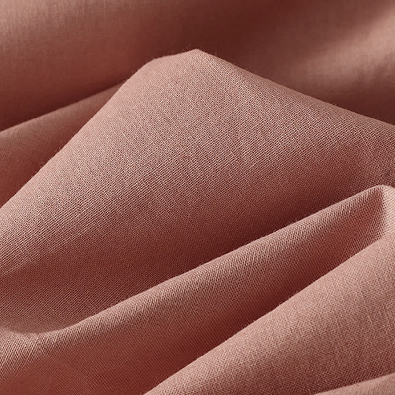 Sukienka midi z bawełny Buddha Stones w jednolitym kolorze, z długimi rękawami i kieszeniami, z klapami i guzikami - image 10