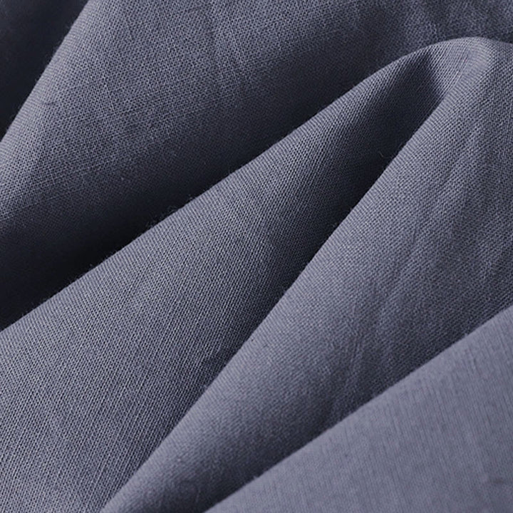 Sukienka midi z bawełny Buddha Stones w jednolitym kolorze, z długimi rękawami i kieszeniami, z klapami i guzikami - image 20