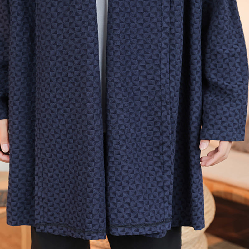 Zimowe kimono męskie z bawełny z długim rękawem i żakardem w prostym wzorze z motywem Buddha Stones - image 13