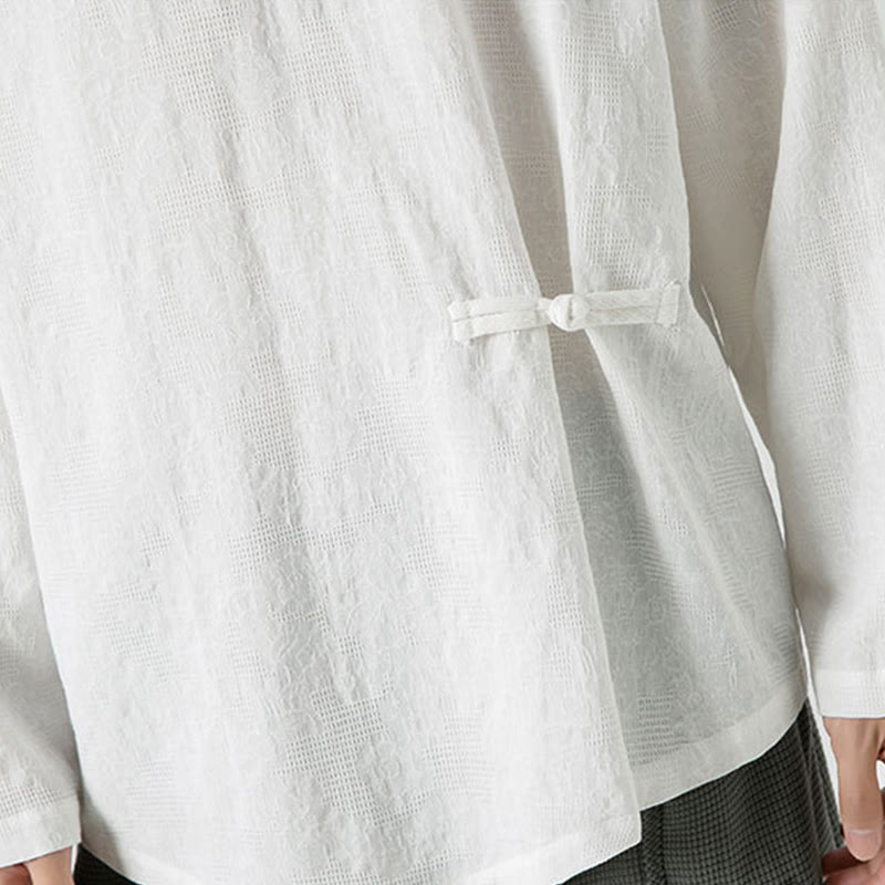 Męska koszulka z długim rękawem z bawełny z chińskimi guzikami Buddha Stones , gładka, z nadrukiem Zen Clothing - image 20