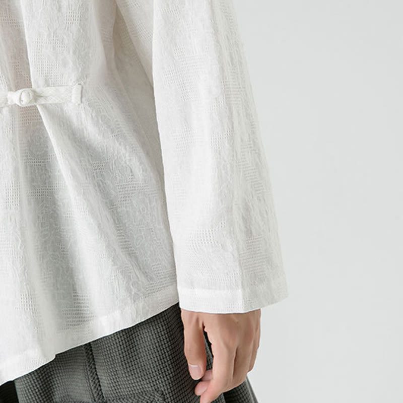 Męska koszulka z długim rękawem z bawełny z chińskimi guzikami Buddha Stones , gładka, z nadrukiem Zen Clothing - image 22