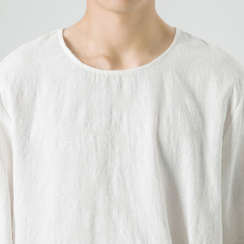 Męska koszulka z długim rękawem z bawełny z chińskimi guzikami Buddha Stones , gładka, z nadrukiem Zen Clothing - image 19