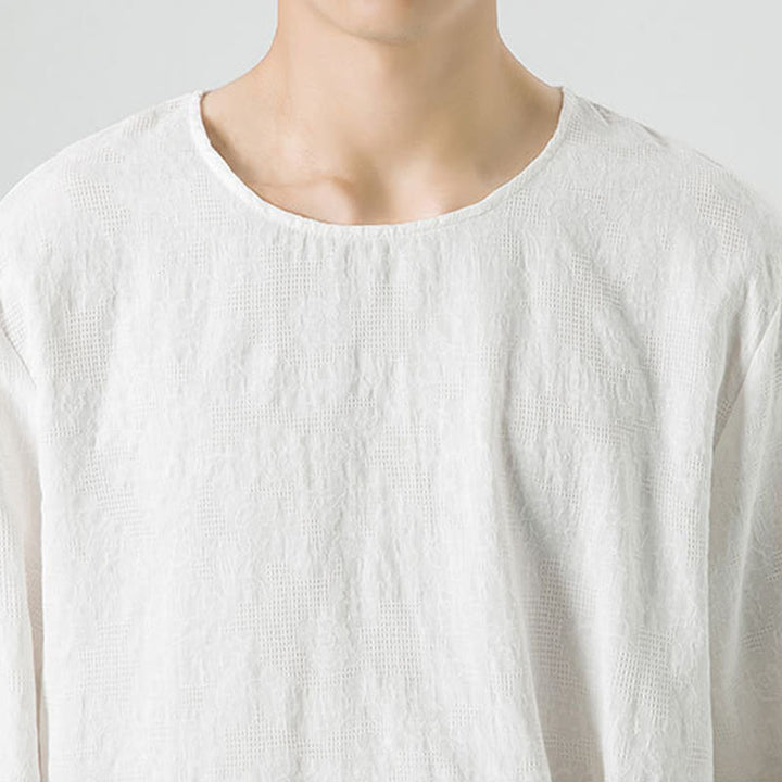 Męska koszulka z długim rękawem z bawełny z chińskimi guzikami Buddha Stones , gładka, z nadrukiem Zen Clothing - image 19