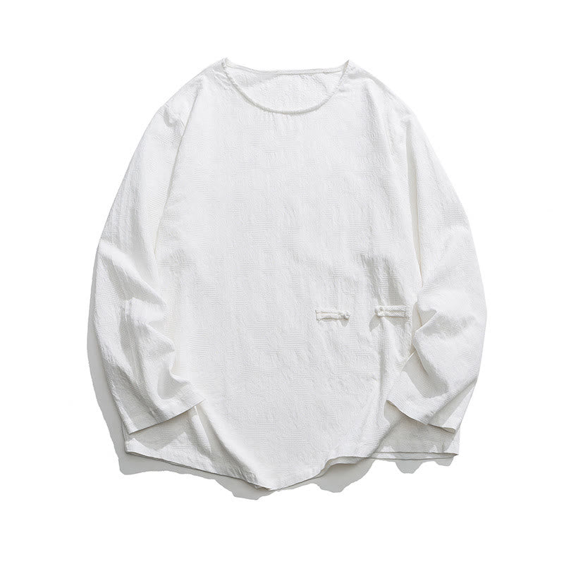 Męska koszulka z długim rękawem z bawełny z chińskimi guzikami Buddha Stones , gładka, z nadrukiem Zen Clothing - image 23