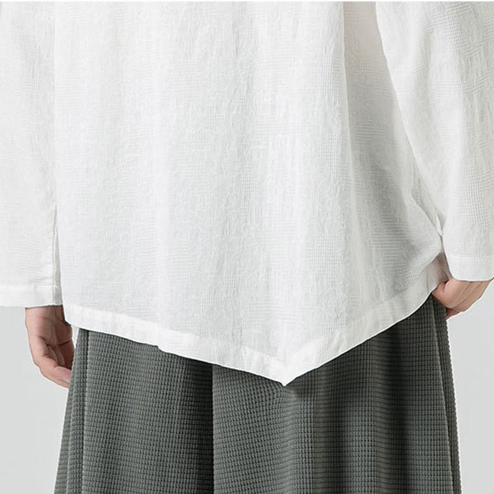 Męska koszulka z długim rękawem z bawełny z chińskimi guzikami Buddha Stones , gładka, z nadrukiem Zen Clothing - image 21