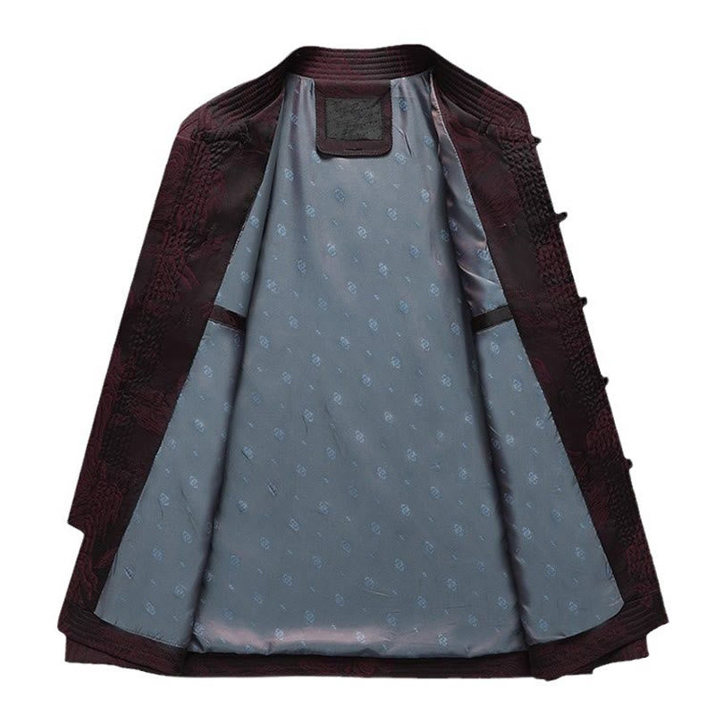 Buddha Stones, 2-częściowy zestaw dojazdowy, koszula męska z długim rękawem, spodnie, guziki żaba, komplet bawełniany - image 7