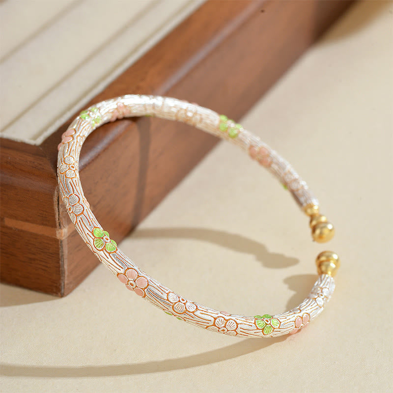 Bransoletka z Buddha Stones, miedzi, ręcznie robiona, z emalii, z otwartym kwiatem, dająca szczęście - Miedź Mosiądz (obwód nadgarstka: 14-19 cm) - image 0