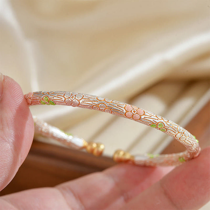 Bransoletka z Buddha Stones, miedzi, ręcznie robiona, z emalii, z otwartym kwiatem, dająca szczęście - image 3