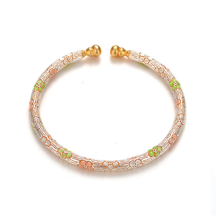 Bransoletka z Buddha Stones, miedzi, ręcznie robiona, z emalii, z otwartym kwiatem, dająca szczęście - image 4