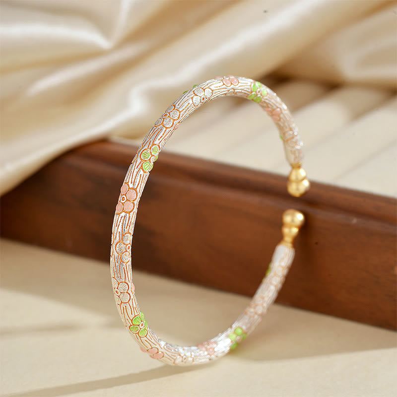 Bransoletka z Buddha Stones, miedzi, ręcznie robiona, z emalii, z otwartym kwiatem, dająca szczęście - image 2