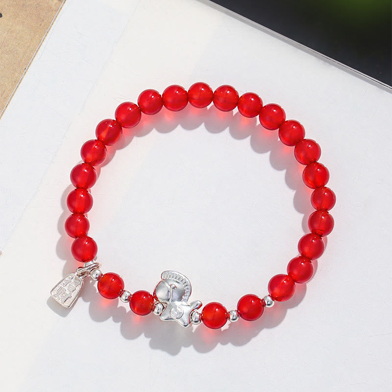 Bransoletka z Buddha Stones z roku konia, czarnego obsydianu, czerwonego agatu i różowego kryształu w srebrze - image 6