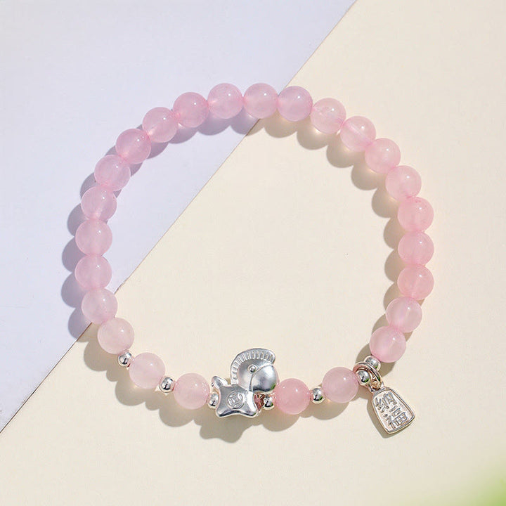 Bransoletka z Buddha Stones z roku konia, czarnego obsydianu, czerwonego agatu i różowego kryształu w srebrze - image 10