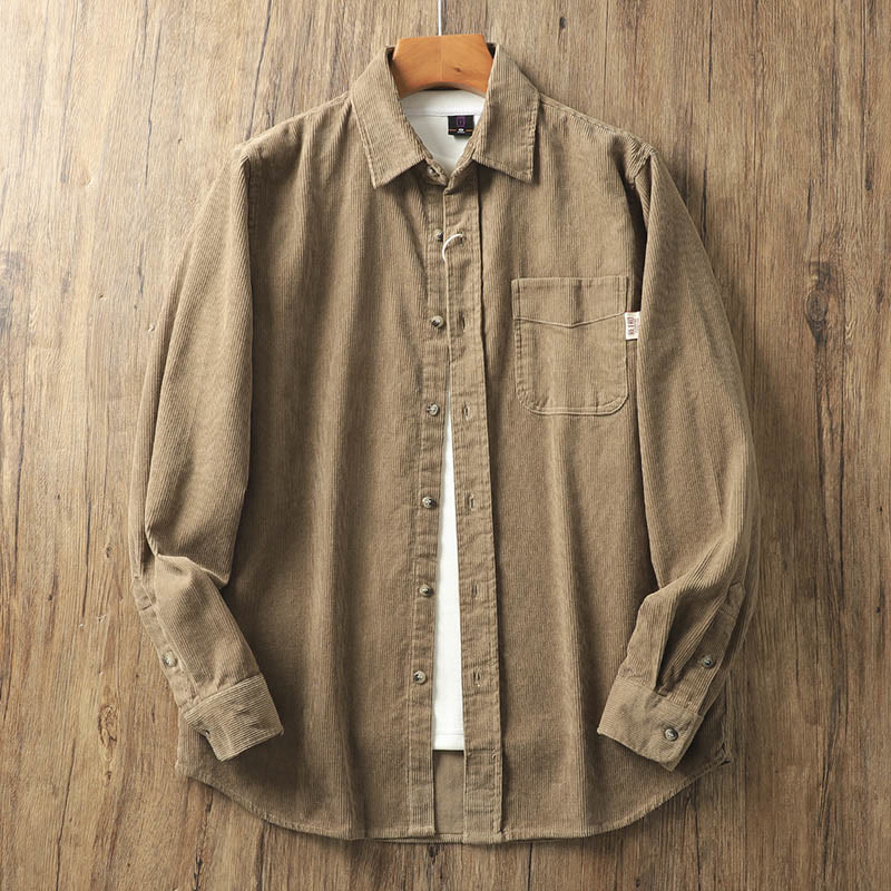 Kurtka męska z długim rękawem, bawełniana, gruba, z kieszeniami, z klapami i sztruksu w jednolitym kolorze z motywem Buddha Stones - Peru - US/UK/AU40, EU50 (2XL) - image 0