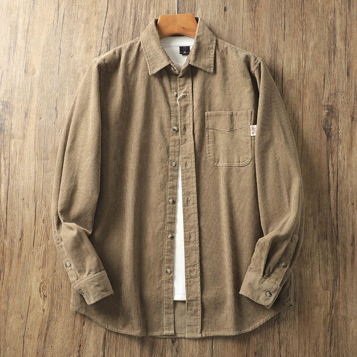 Kurtka męska z długim rękawem, bawełniana, gruba, z kieszeniami, z klapami i sztruksu w jednolitym kolorze z motywem Buddha Stones - Peru - US/UK/AU40, EU50 (2XL) - image 0