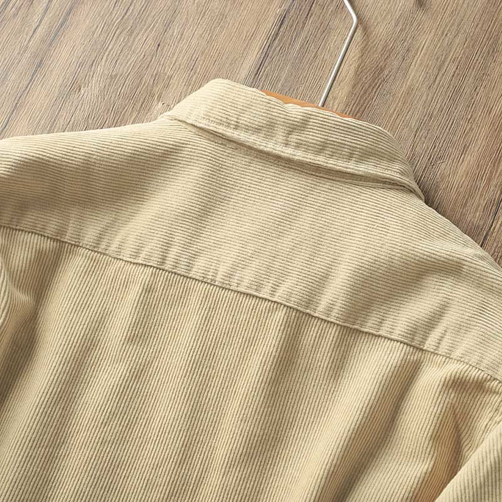 Kurtka męska z długim rękawem, bawełniana, gruba, z kieszeniami, z klapami i sztruksu w jednolitym kolorze z motywem Buddha Stones - image 9