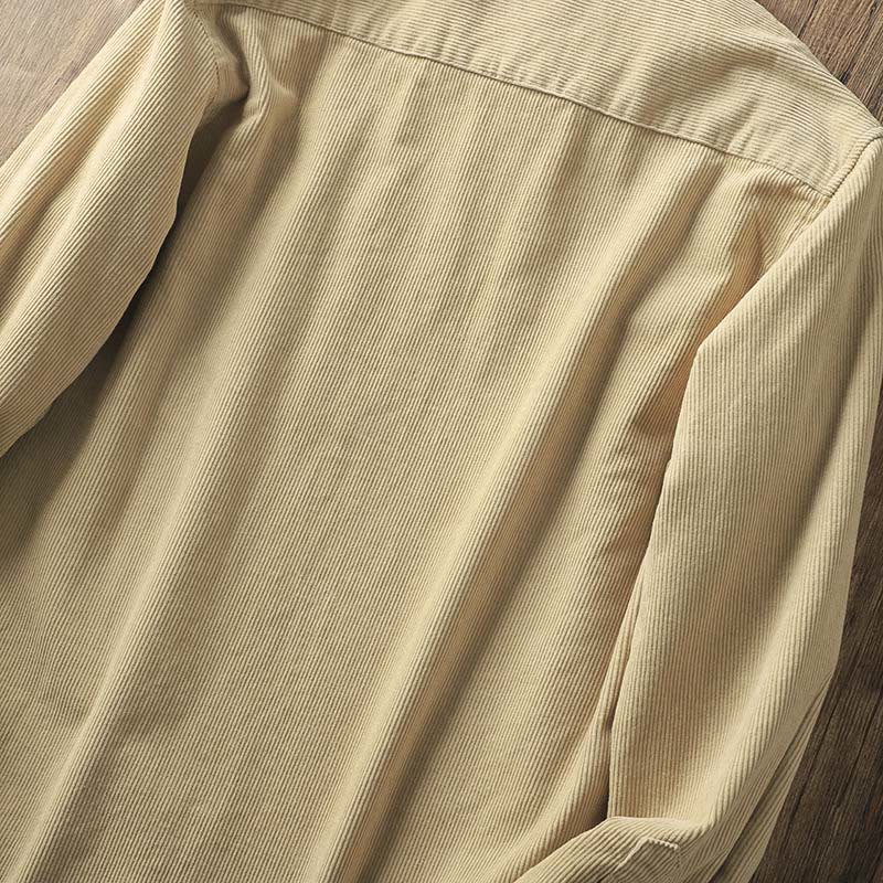 Kurtka męska z długim rękawem, bawełniana, gruba, z kieszeniami, z klapami i sztruksu w jednolitym kolorze z motywem Buddha Stones - image 11