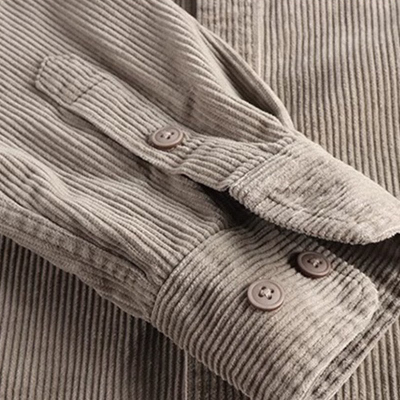 Buddha Stones Jednokolorowa jednorzędowa męska kurtka z długim rękawem i kieszeniami, zapinana na guziki - image 4