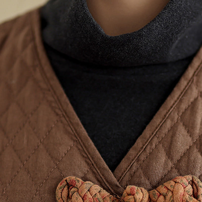 Płaszcz damski bawełniany z kieszeniami i wzorem diamentowym z Buddha Stones - image 17