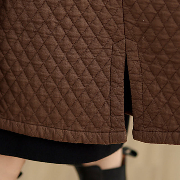 Płaszcz damski bawełniany z kieszeniami i wzorem diamentowym z Buddha Stones - image 21