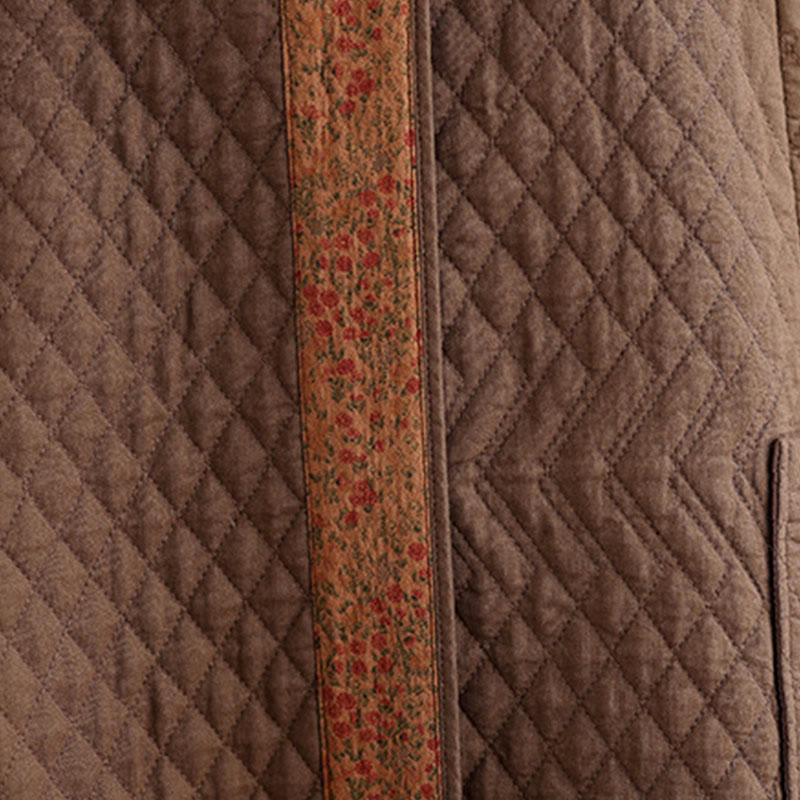 Płaszcz damski bawełniany z kieszeniami i wzorem diamentowym z Buddha Stones - image 18