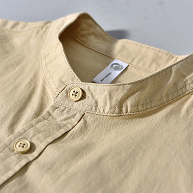 Kurtka męska z długim rękawem, bawełniana, gruba, z okrągłym dekoltem i kieszeniami, w jednolitym kolorze, z motywem Buddha Stones - image 1