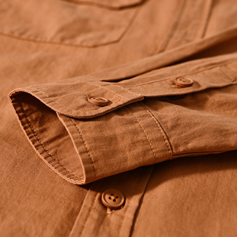 Kurtka męska z długim rękawem, bawełniana, gruba, z okrągłym dekoltem i kieszeniami, w jednolitym kolorze, z motywem Buddha Stones - image 14