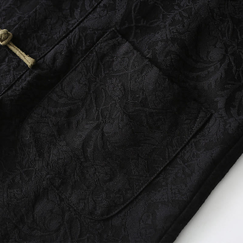 Kurtka męska z długim rękawem i kieszeniami z bawełny Buddha Stones Spring Jacquard Frog-Button - image 8