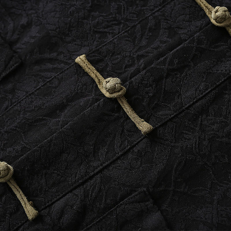 Kurtka męska z długim rękawem i kieszeniami z bawełny Buddha Stones Spring Jacquard Frog-Button - image 6