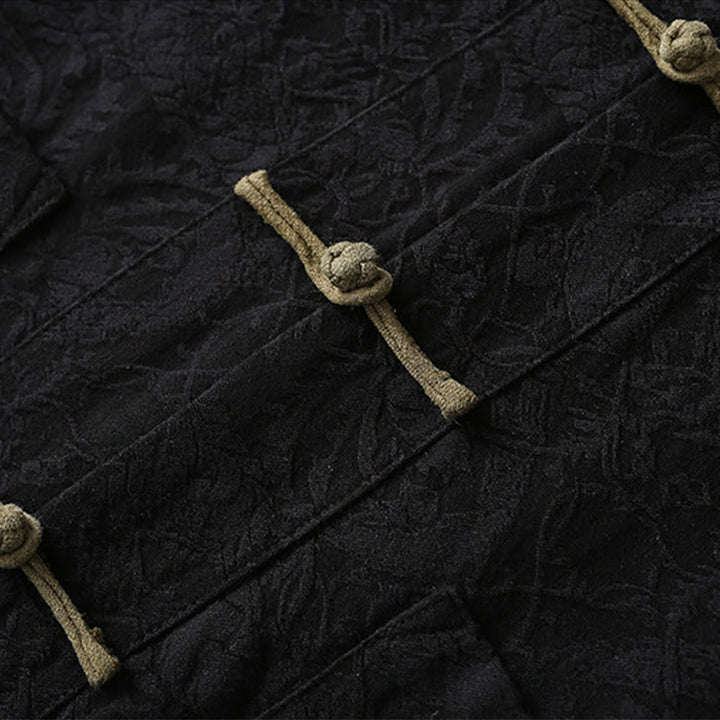 Kurtka męska z długim rękawem i kieszeniami z bawełny Buddha Stones Spring Jacquard Frog-Button - image 6