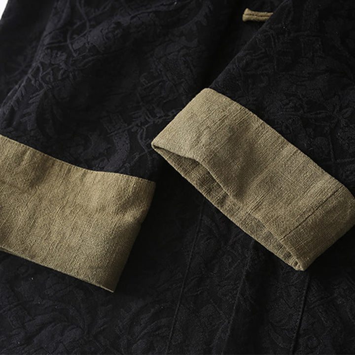 Kurtka męska z długim rękawem i kieszeniami z bawełny Buddha Stones Spring Jacquard Frog-Button - image 9