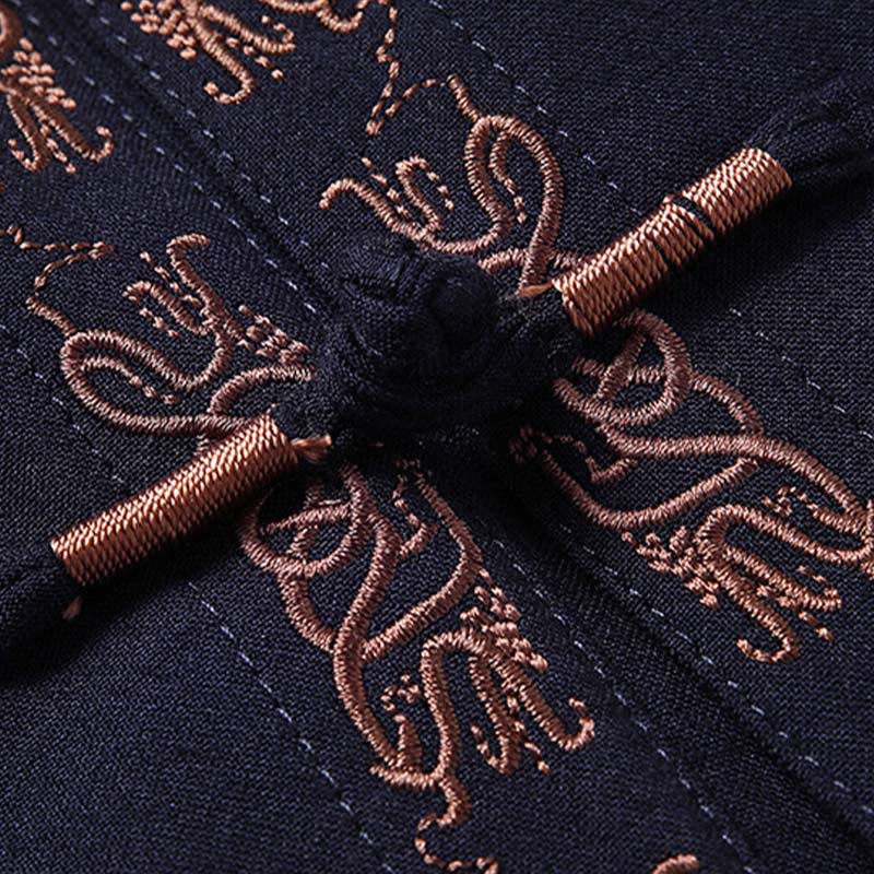 Kamienie Buddha Stones Fu Haftowany Strój Tang Męski Kurtka z Długim Rękawem Koszula Spodnie - image 2