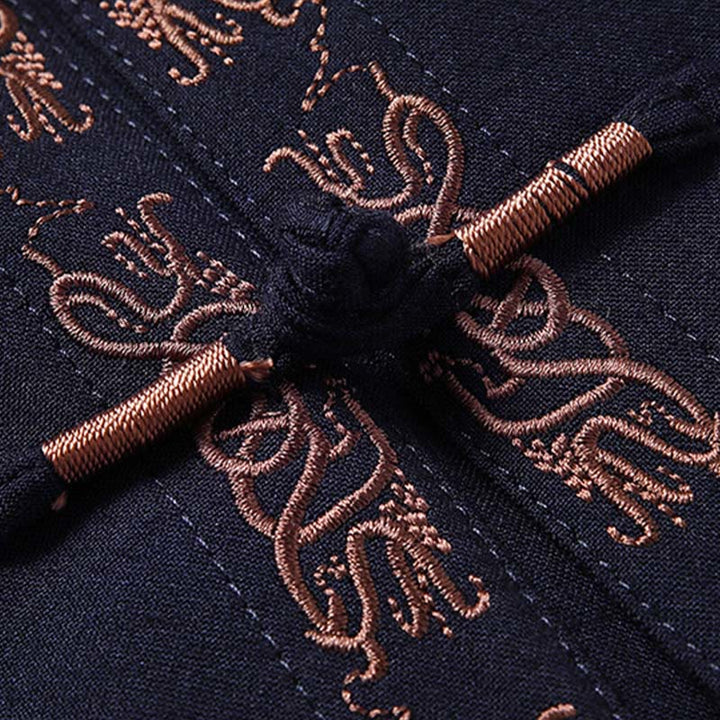 Kamienie Buddha Stones Fu Haftowany Strój Tang Męski Kurtka z Długim Rękawem Koszula Spodnie - image 2