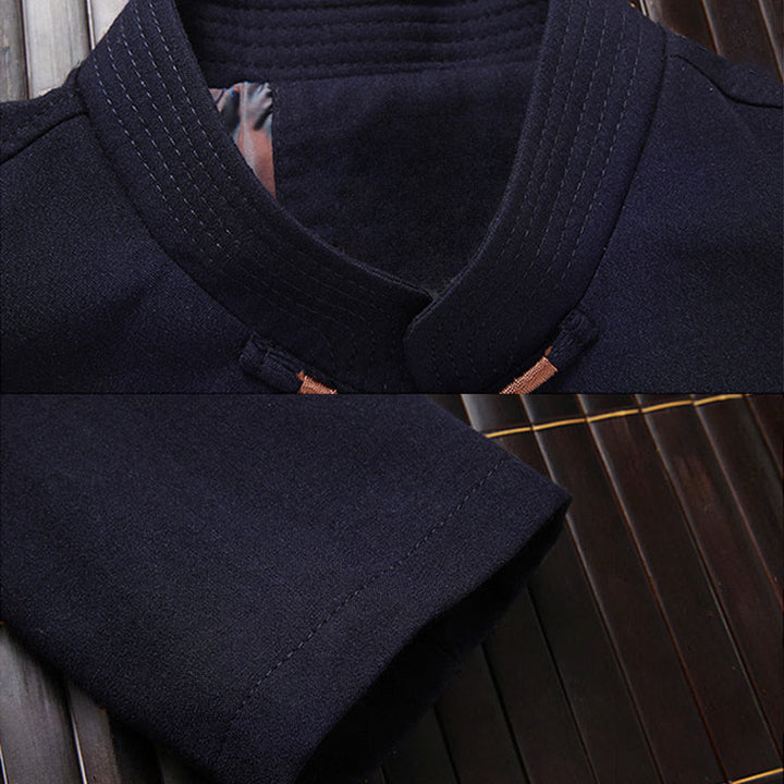 Kamienie Buddha Stones Fu Haftowany Strój Tang Męski Kurtka z Długim Rękawem Koszula Spodnie - image 1