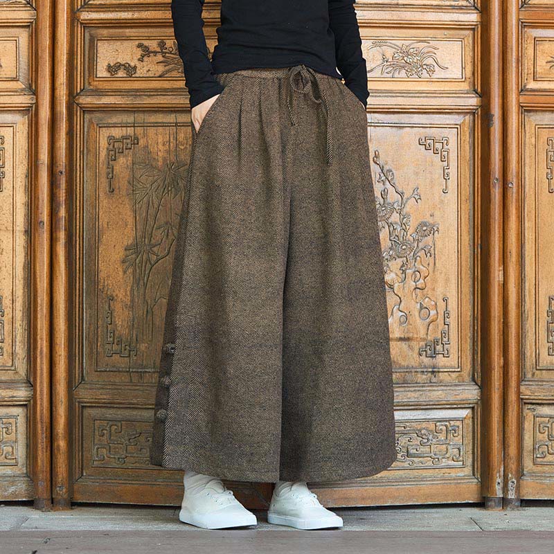 Męskie spodnie termiczne z szerokimi nogawkami i kieszeniami, z Buddha Stones , z materiału sztruksowego - SaddleBrown - US/UK/AU46， EU56 (5XL) - image 10