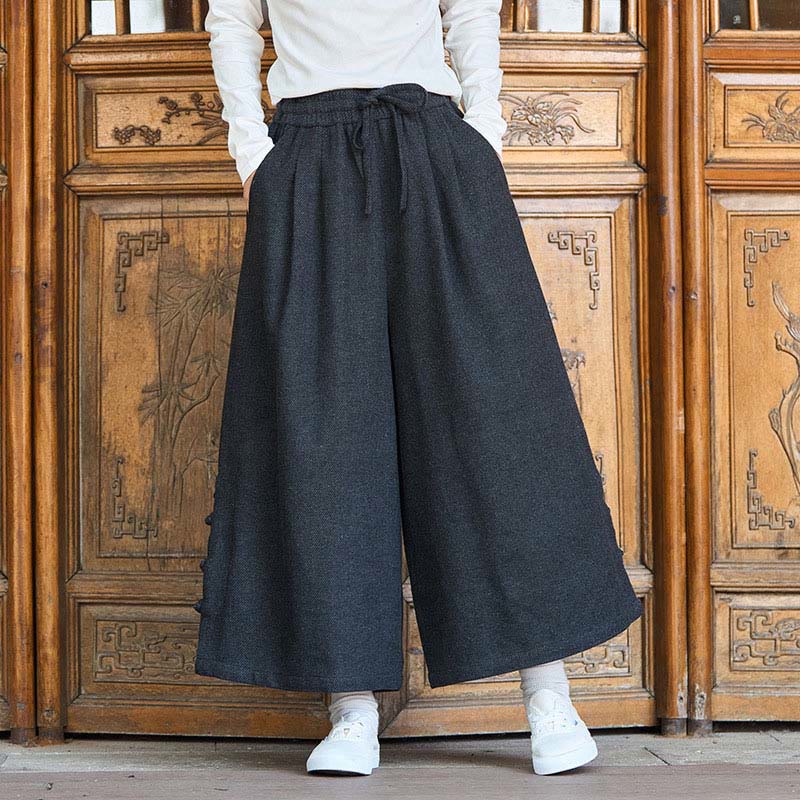 Męskie spodnie termiczne z szerokimi nogawkami i kieszeniami, z Buddha Stones , z materiału sztruksowego - Czarny - US/UK/AU46， EU56 (5XL) - image 1