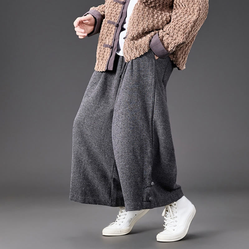 Męskie spodnie termiczne z szerokimi nogawkami i kieszeniami, z Buddha Stones , z materiału sztruksowego - image 26