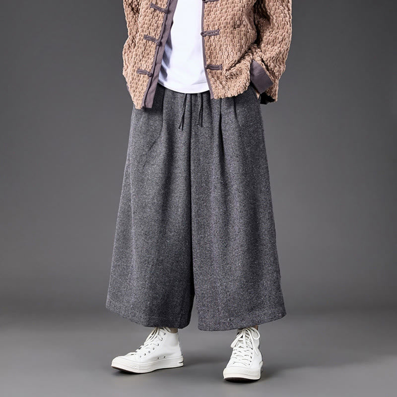 Męskie spodnie termiczne z szerokimi nogawkami i kieszeniami, z Buddha Stones , z materiału sztruksowego - image 21