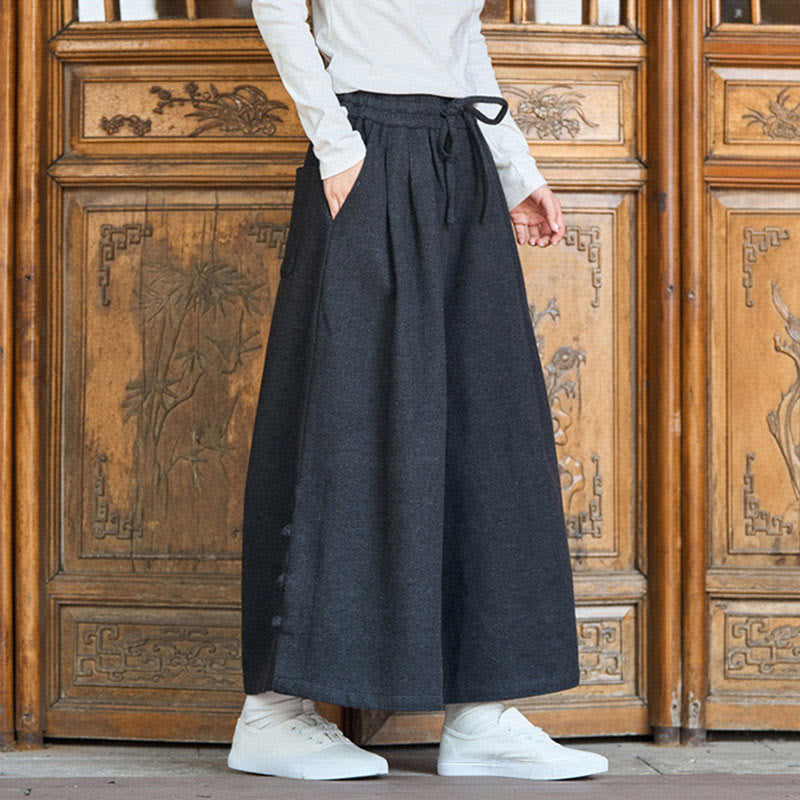 Męskie spodnie termiczne z szerokimi nogawkami i kieszeniami, z Buddha Stones , z materiału sztruksowego - image 3