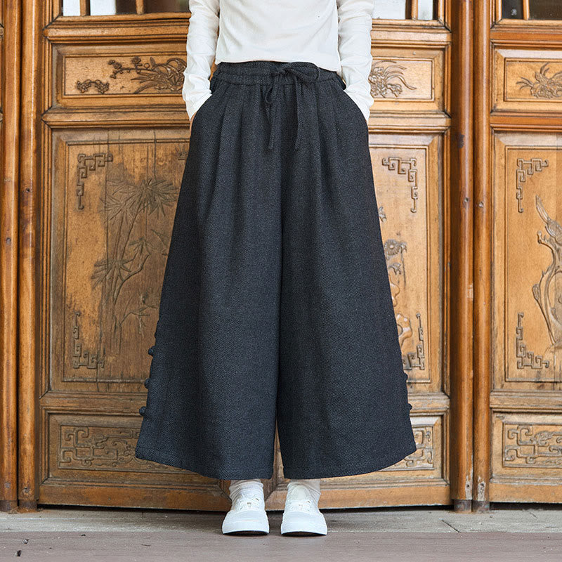 Męskie spodnie termiczne z szerokimi nogawkami i kieszeniami, z Buddha Stones , z materiału sztruksowego - image 2