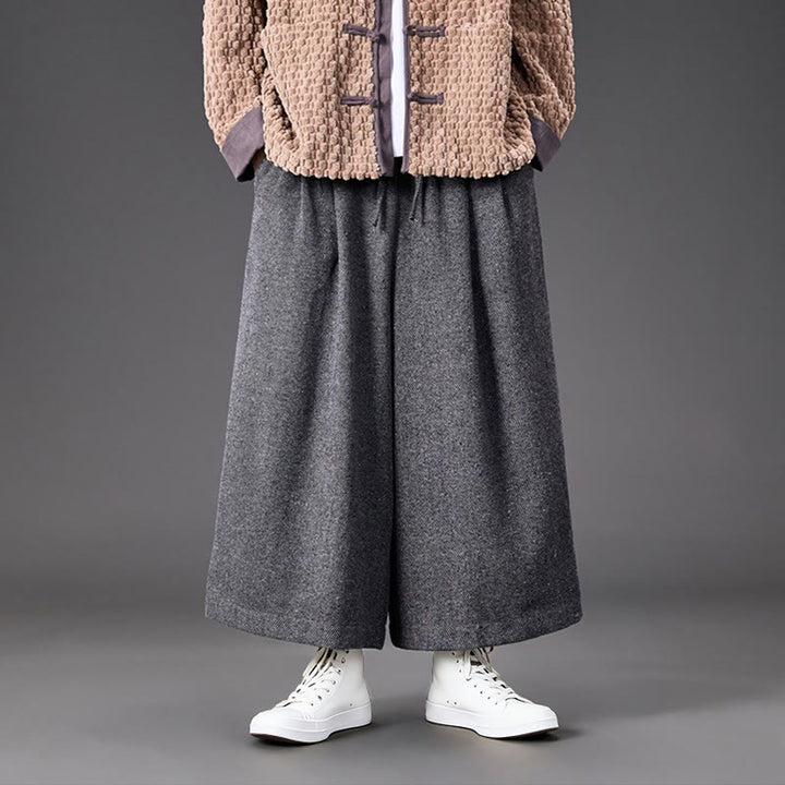 Męskie spodnie termiczne z szerokimi nogawkami i kieszeniami, z Buddha Stones , z materiału sztruksowego - image 24