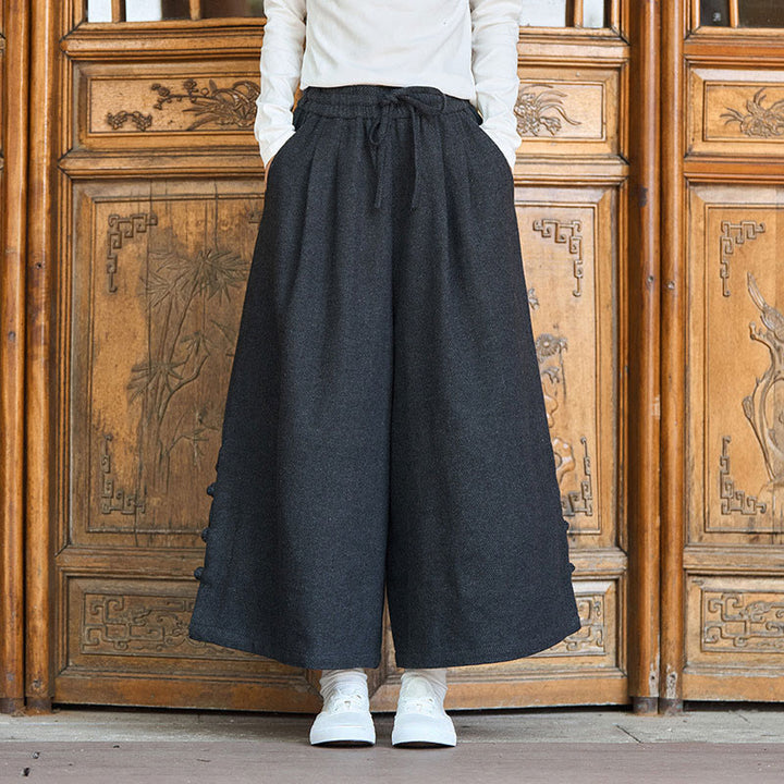 Męskie spodnie termiczne z szerokimi nogawkami i kieszeniami, z Buddha Stones , z materiału sztruksowego - image 2