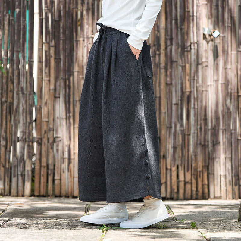 Męskie spodnie termiczne z szerokimi nogawkami i kieszeniami, z Buddha Stones , z materiału sztruksowego - image 5