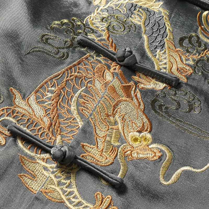 Buddha Stones, wiosna, jesień, haft smoka, męska kurtka z długim rękawem i guzikami - image 4