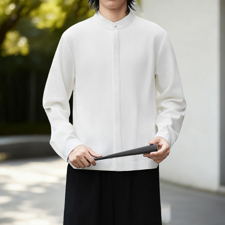 Buddha Stones, jesień, biała - Biała koszula - US/UK/AU46， EU56 (5XL) - image 0