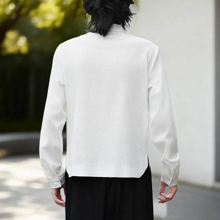 Buddha Stones Jednolita Kolorowa Kurtka Sztruksowa z Długim Rękawem z Otwartym Przodem Męska Kimono Bawełniano-Lniana Koszula - image 24