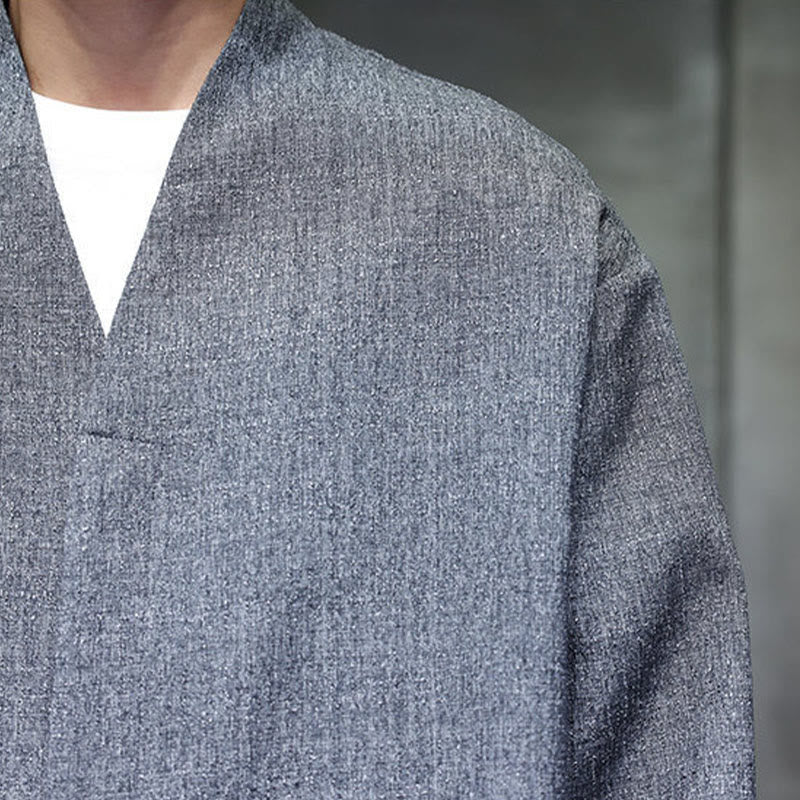 Kurtka męska z długim rękawem w jednolitym kolorze z motywem Buddha Stones na wiosnę i jesień - image 9