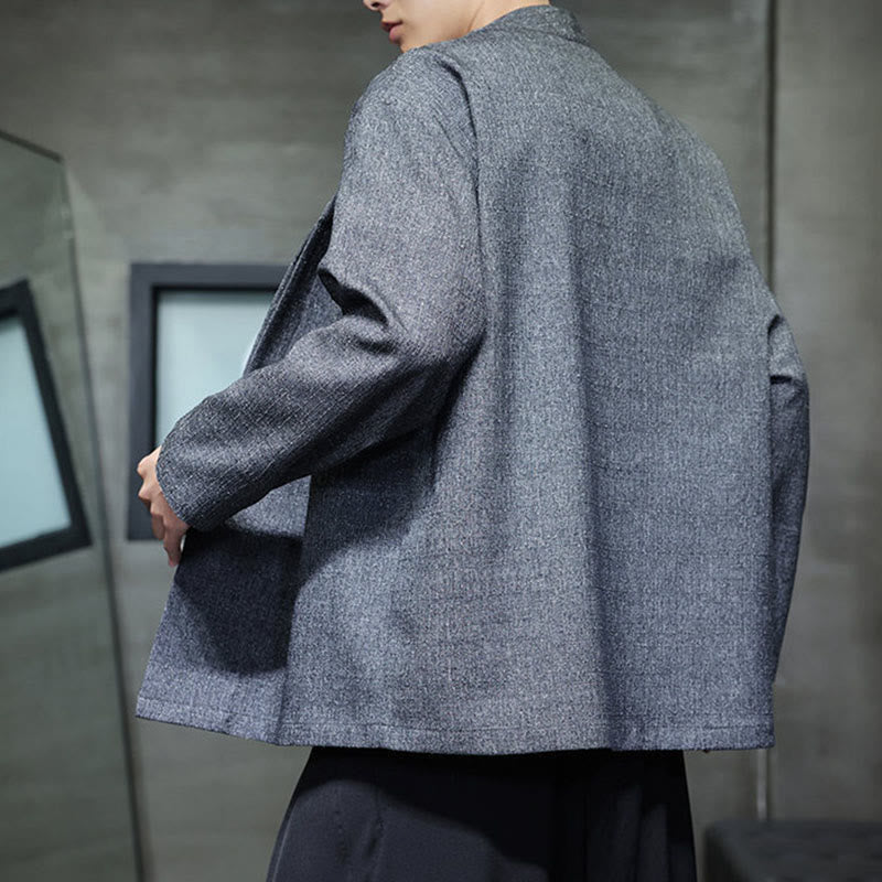 Kurtka męska z długim rękawem w jednolitym kolorze z motywem Buddha Stones na wiosnę i jesień - image 3