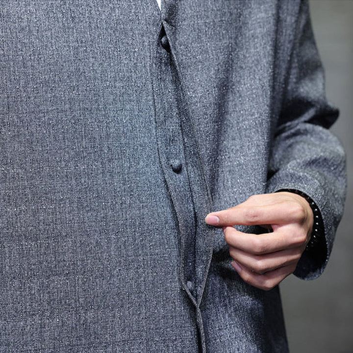 Kurtka męska z długim rękawem w jednolitym kolorze z motywem Buddha Stones na wiosnę i jesień - image 10