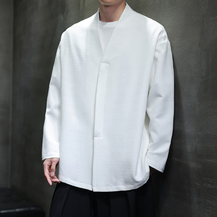 Kurtka męska z długim rękawem w jednolitym kolorze z motywem Buddha Stones na wiosnę i jesień - image 16